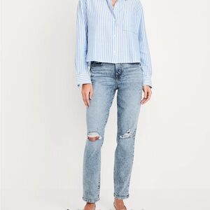 Old Navy Light Blue Distressed Straight Leg Jeans
